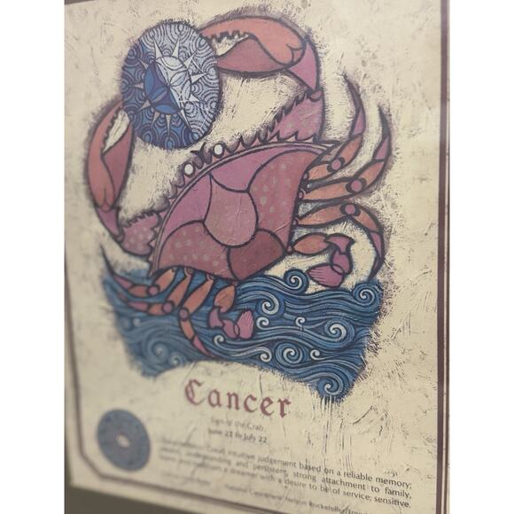 Boho Vintage 1960s Cancer Zodiac Astrology Art Mid Century Framed Print 12x16.5 - Picture 10 of 10